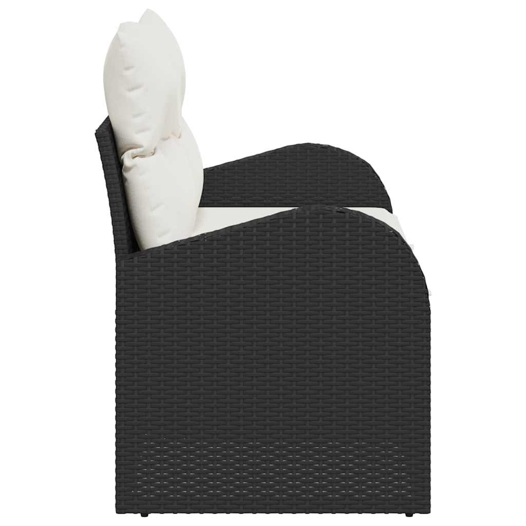 Garden Sofa with Cushion Black 124 x 62 x 69cm Poly Rattan